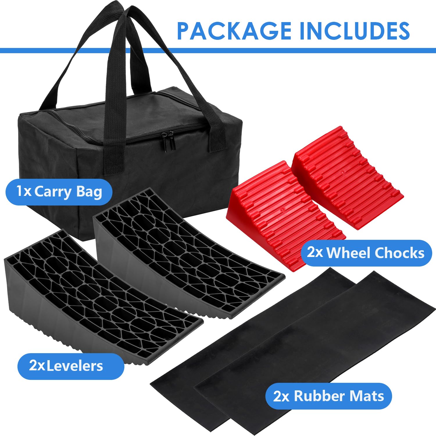 KATSU Tools Paquete de 2 niveladores para caravanas, rampas niveladoras para caravanas, Bloques de 13,5 toneladas de Capacidad, Resistentes para autocaravanas, Furgonetas y remolques