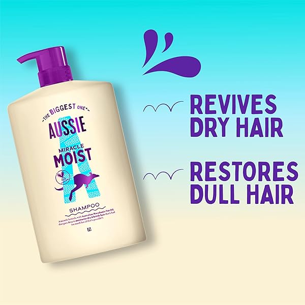 Aussie Miracle Moist Shampoo 1L, XXL Value pack. Moisturizing Formula to Revive & Restore Damaged, Brittle and Dry Hair. With Australian Macadamia Nut Oil, Cruelty-Free - 2