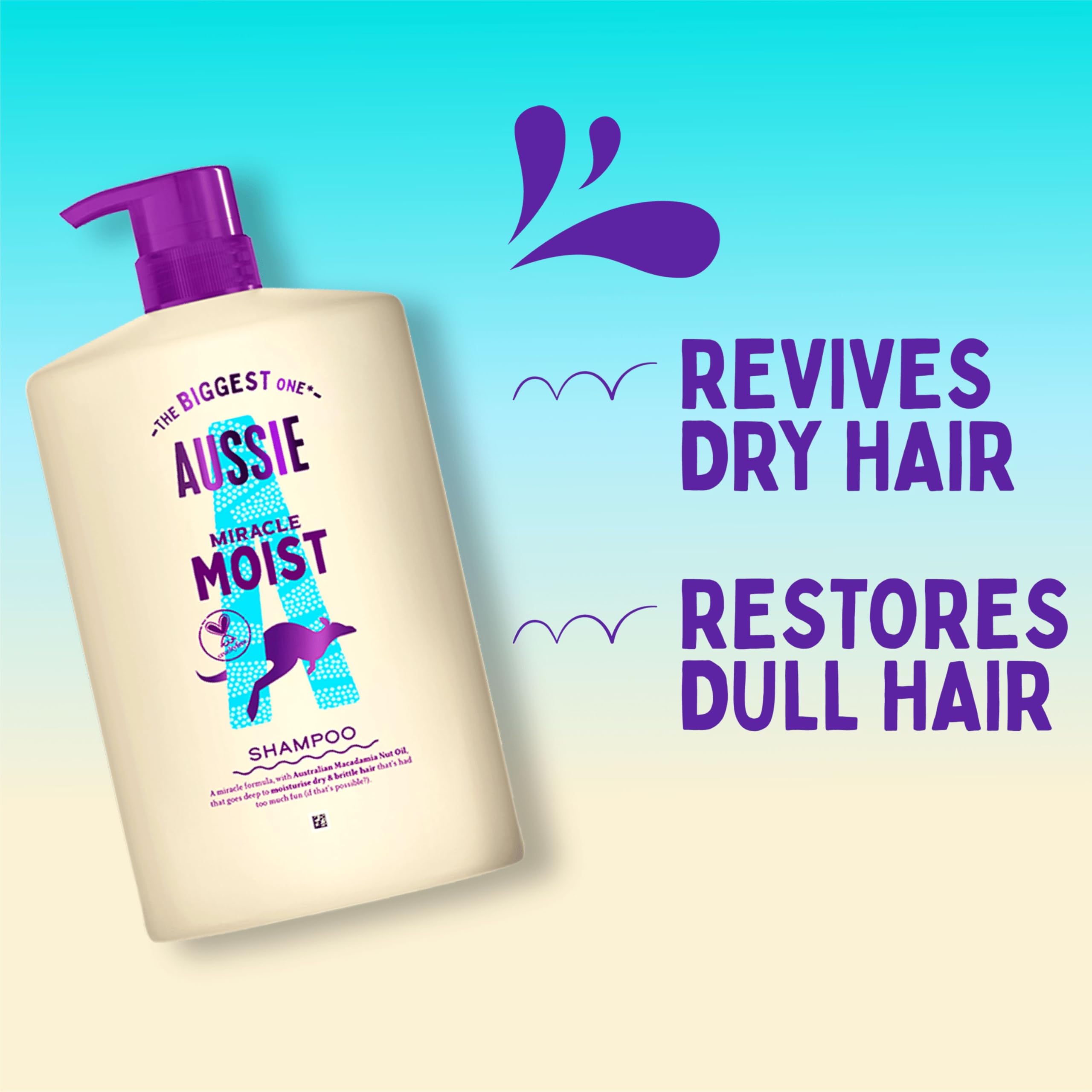 Aussie Miracle Moist Shampoo 1L, XXL Value pack. Moisturizing Formula to Revive & Restore Damaged, Brittle and Dry Hair. With Australian Macadamia Nut Oil, Cruelty-Free - 2