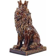 Vintage Male Crown Ceramic Lion Statue Sculpture for Living Room, Office, Home Decor,Regal Lion Collectible Figurine Strength Symbol Art for Leos, Lion Enthusiasts,Men-Bronze