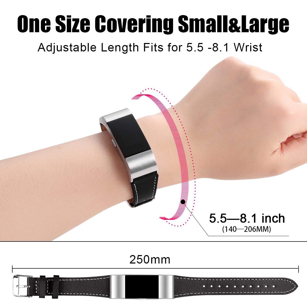 Mornex Correa de Cuero Genuino Compatible Charge 2, Correa Ajustable Correas de Recambio Pulseras Pulsera Banda de Actividad Física con Conectores de Metal — view 4