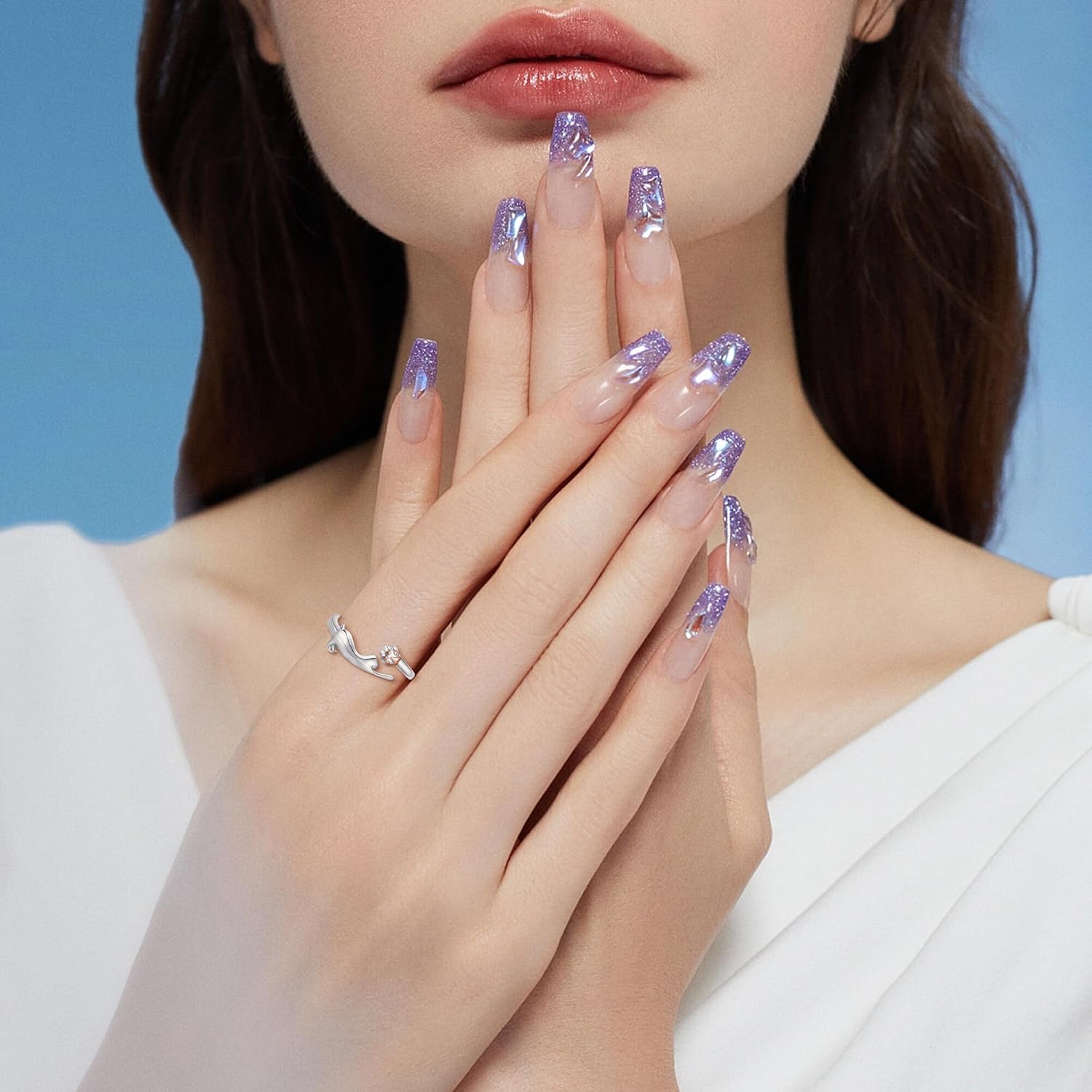 ONEFINITY Aniaml Open Ring 925 Sterling Silver Hummingbird/Cat/Raccoon/Shark Aniaml Adjustable Ring Gifts for Women