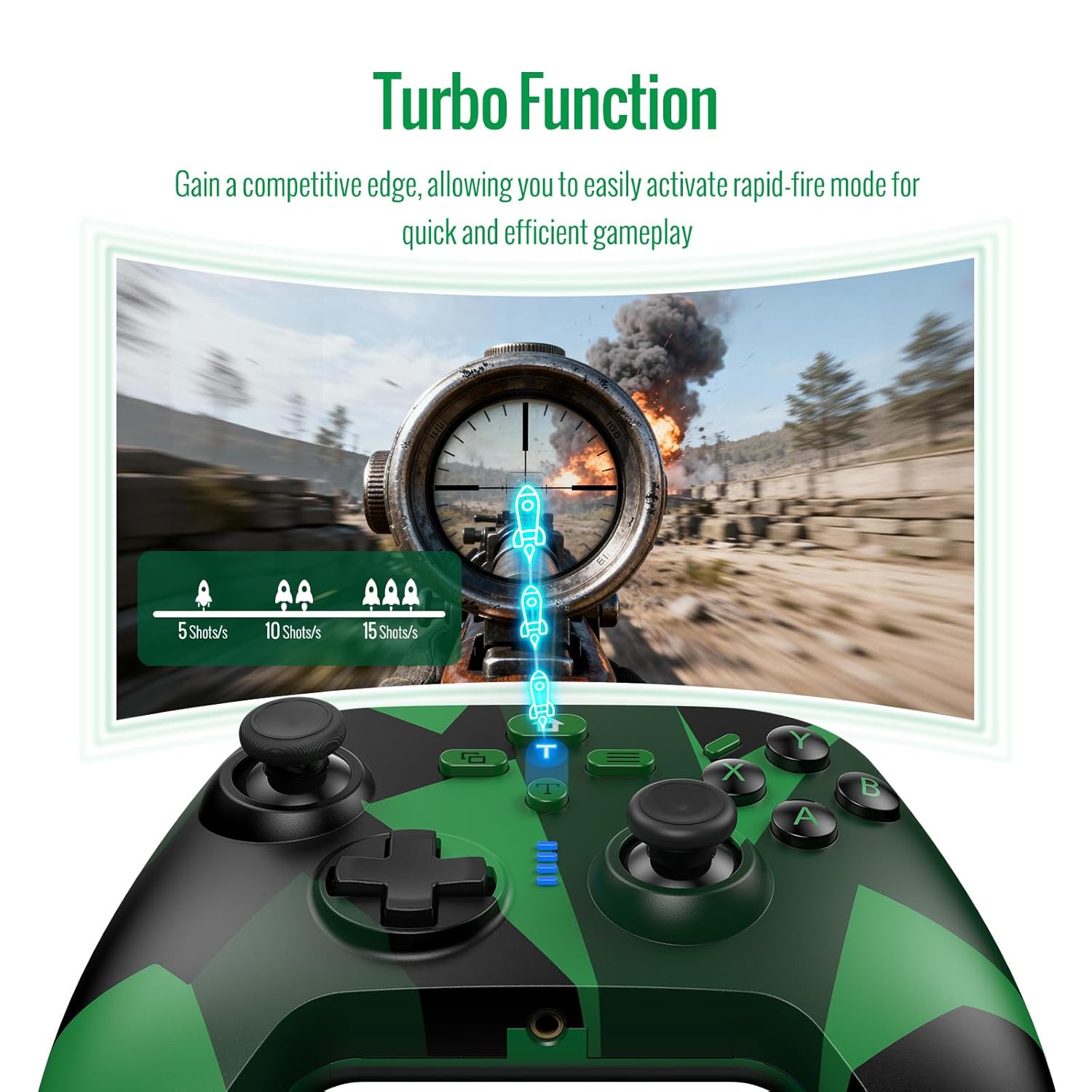 BETMI for Xbox Controller Wireless with Built-in Audio Jack/Turbo/Hall Effect Joysticks/Macro/Dual Vibration, 2.4GHz Gamepad Compatible with Xbox One, Xbox Series X/S, Xbox One X/S,PC (Green)