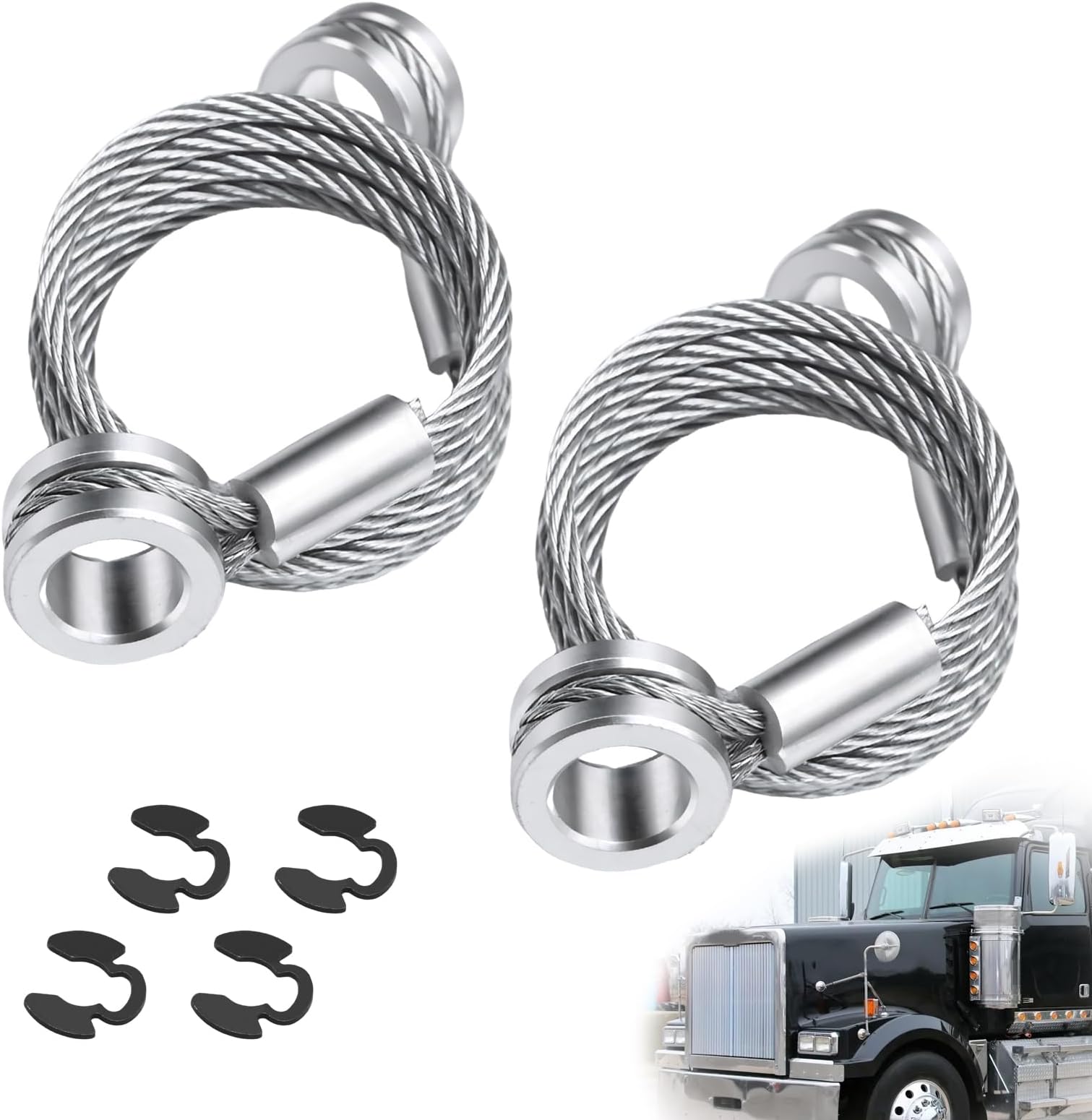 VIKKSAER 2Pcs Hood Control Cable, Replacement for Peterbilt 1987-2010 357/375/377/378/379, Replaces L92-6000-0718, 924-5402