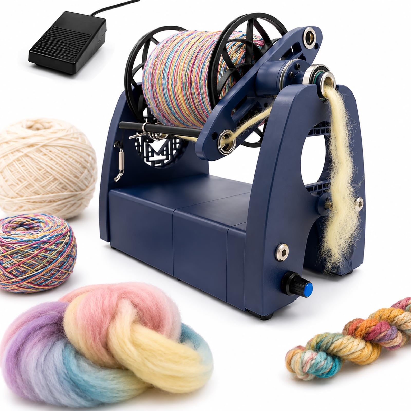 HCAUYNN Electric Spinning Wheel with Foot Pedal, Portable Yarn Spinner with Adjustable Speed for Wool Roving, Fibre Arts & Art Yarn Projects