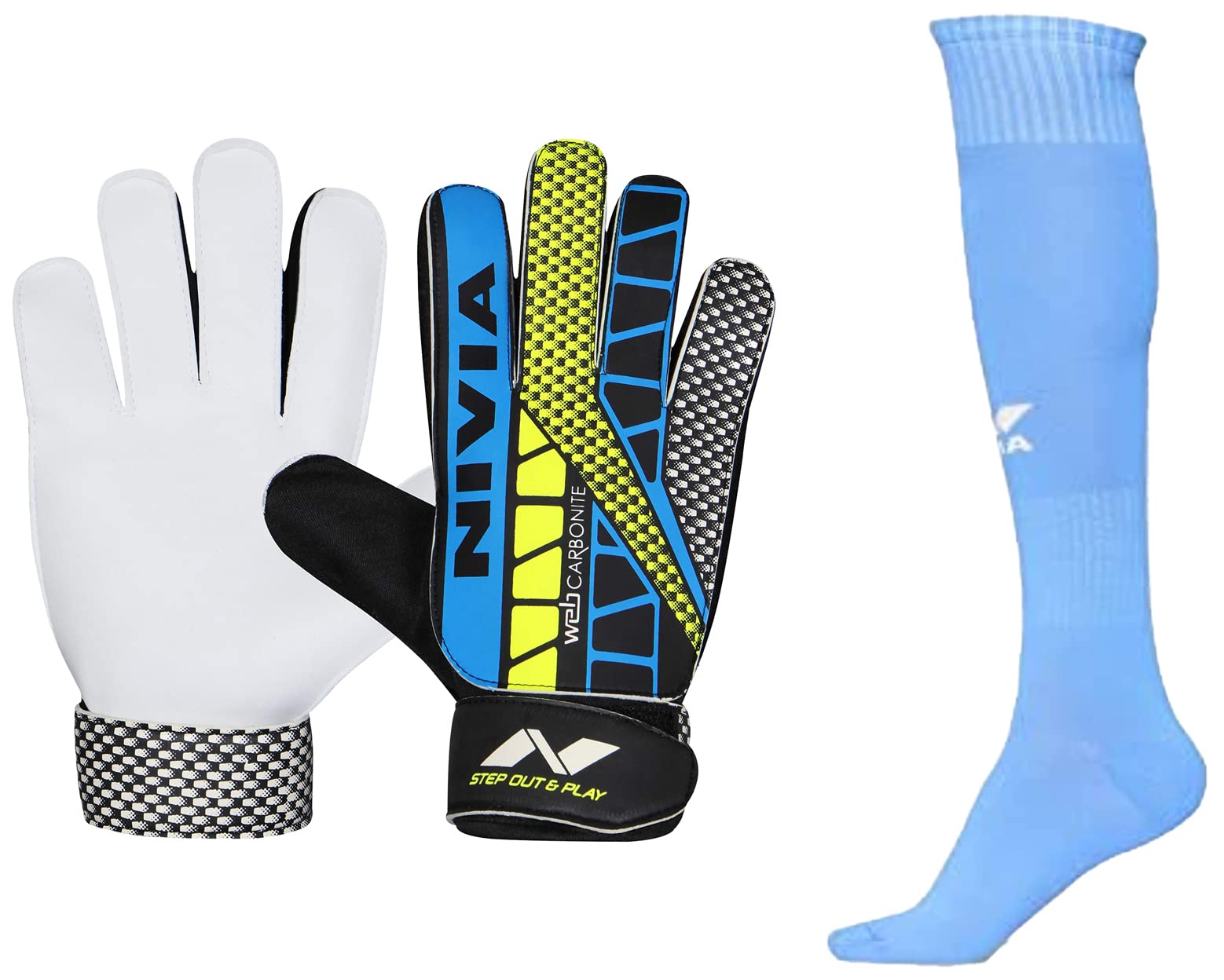 Nivia Web 898 Latex Goalkeeper Gloves (Multicolour) 728MRW Encounter Blend Stockings, Medium (Royal Blue) Combo (B086159BGZ) Amazon Price History, Amazon Price Tracker