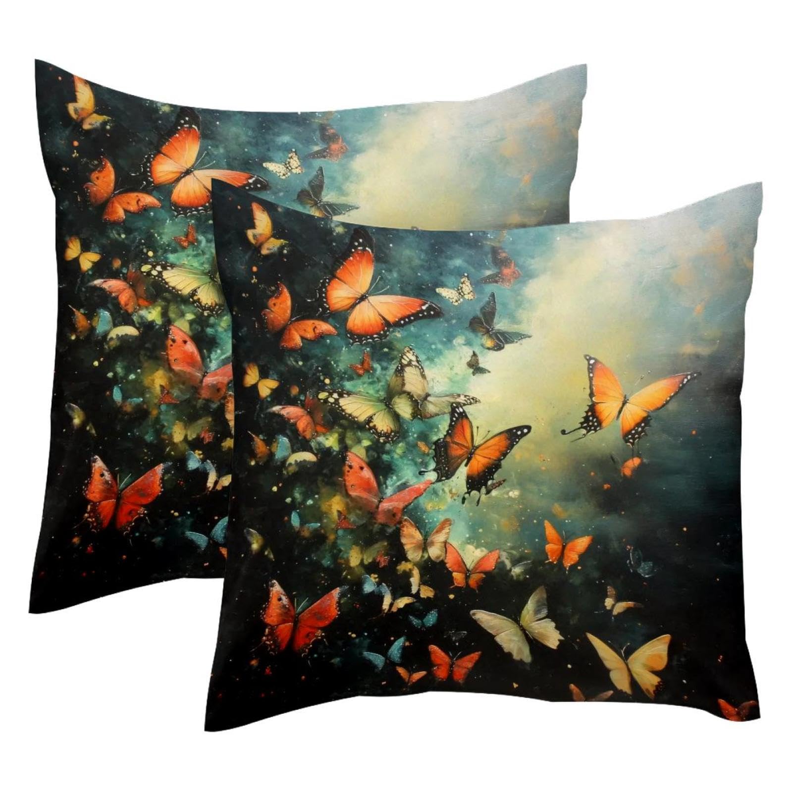Housse de coussin 50x50 velours papillon décoration canapé lit