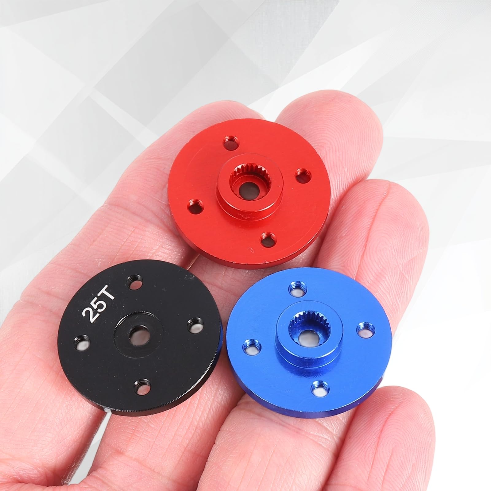 sourcing map Lot de 5 bras de klaxon de servo ronds 25T, bras de robot en métal et aluminium pour modèle RC de voiture, robot, bateau, avion (bleu)