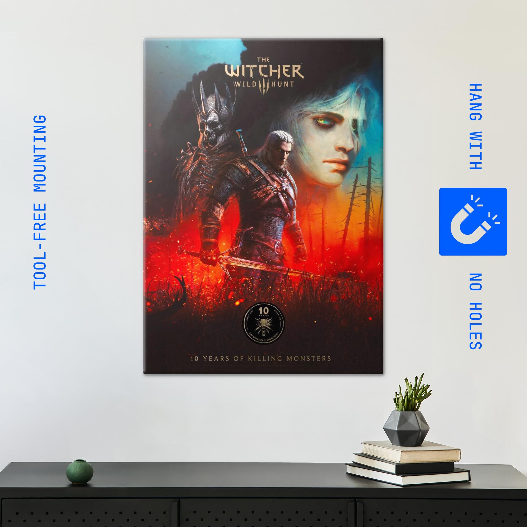 Displate Metallposter The Witcher 3 - Wild Hunt Characters 10th Anniversary Plakat - Spielzimmer Zimmer Deko - Wandbilder Bilder Schlafzimmer - Geschenk - Wanddeko Metall Poster 48 cm x 67.5 cm