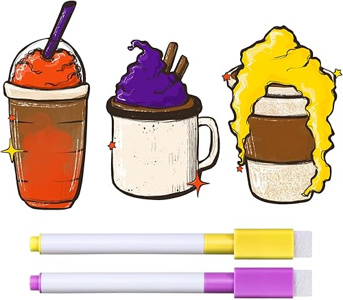 Miniatura 1 de Whaline 3 imanes para puerta de crucero, decoración de puerta de crucero de Halloween, café, bebida, crucero, con 2 bolígrafos, hocus pocus bruja,