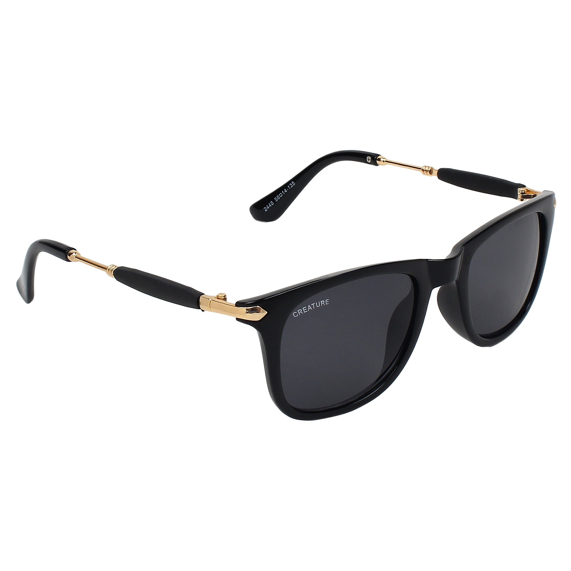 Black Gloss Finish UV Protected Unisex Sunglasses(Lens-Black||Frame-Black||Size-Regular||SUN-033)