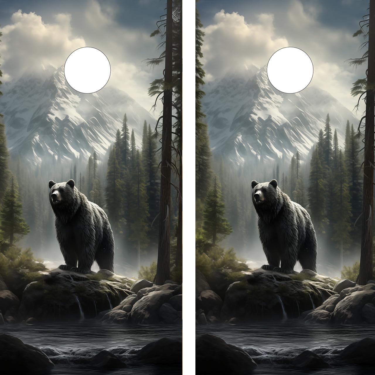 Pair of Waterproof Cornhole Board Wraps- Decals ONLY- Wild Bear - Laminated - Easy to Apply