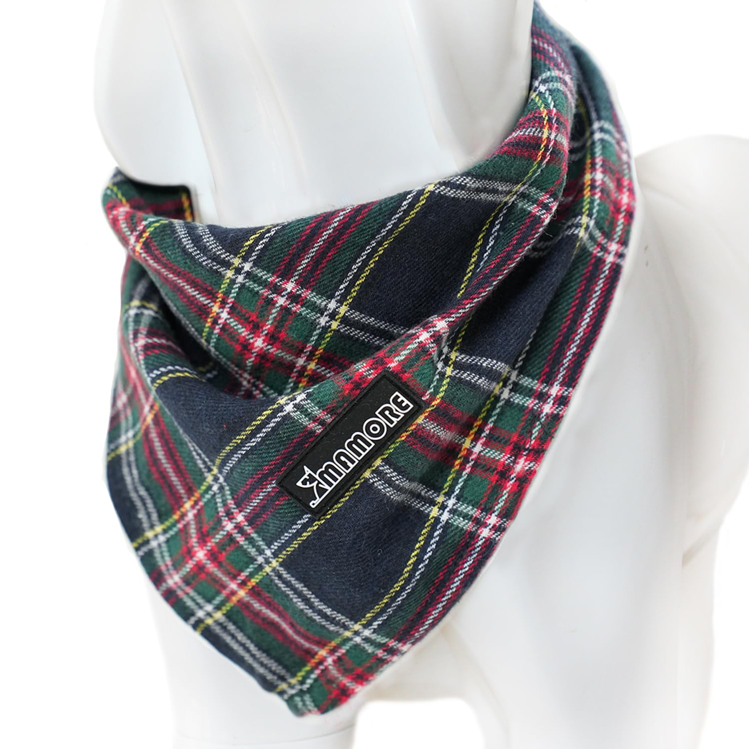 Soft Washable Plaid Bandanas for Dogs and Cats,Adjustable Triangle Bib Comfortable Scarfs for Girl Boy Dogs Puppies (Dark Green, Small)