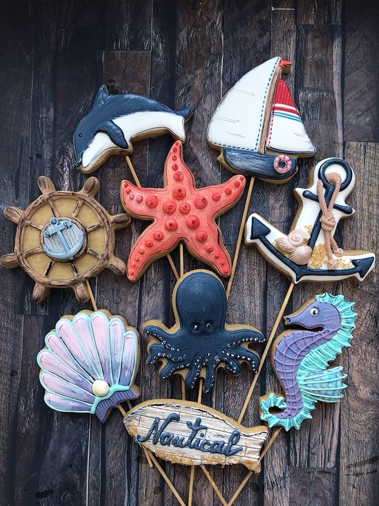 KENIAO Under The Sea Cookie Cutter Set 7 Piece Shark, Whale, Fish, Manta, Starfish, Seashell