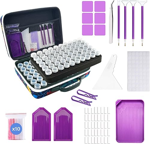 Miniatura 8 de LIRUNQIU Contenedores de almacenamiento de pintura de diamante, 120 ranuras para accesorios de pintura de diamantes y organizador de herramientas