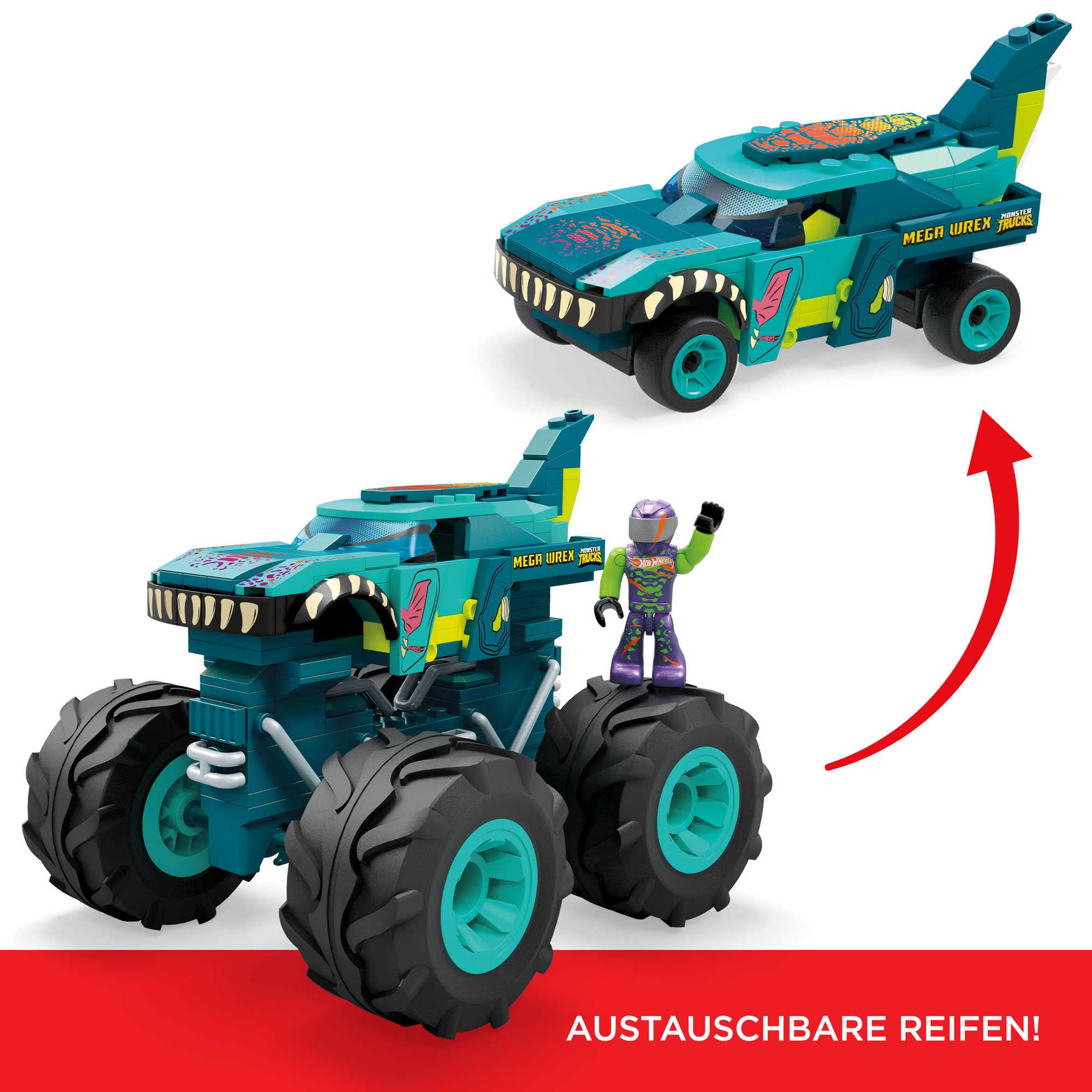 MEGA HDJ95 - Mega Wrex Monster TruckBausatz, Bauspielzeug für Kinder ab 5 Jahren