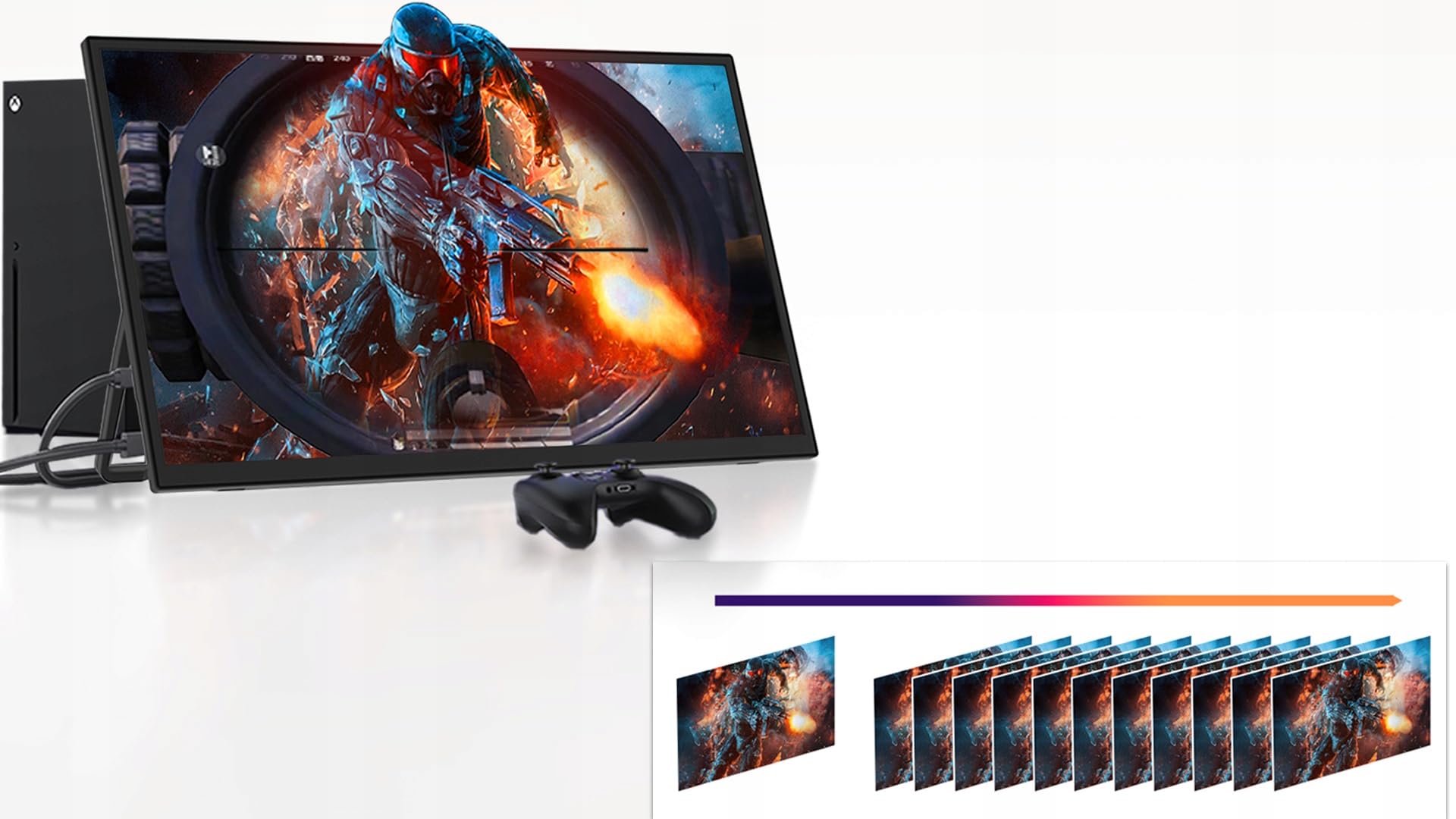 ZEUSLAP Z18S Monitor Przenośny 18,5" Full HD 1920×1080 IPS LCD 100Hz HDR USB-C Thunderbolt Mini HDMI do Laptopa Telefonu Tabletu PC Konsoli Dodatkowy Ekran do Pracy Rozrywki