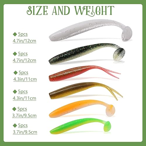 Miniatura 5 de Dovesun 12 piezas44 anzuelos de pesca con peso para agua salada y agua dulce, gusanos sin malas hierbas para pesca de lubina 30 40 50