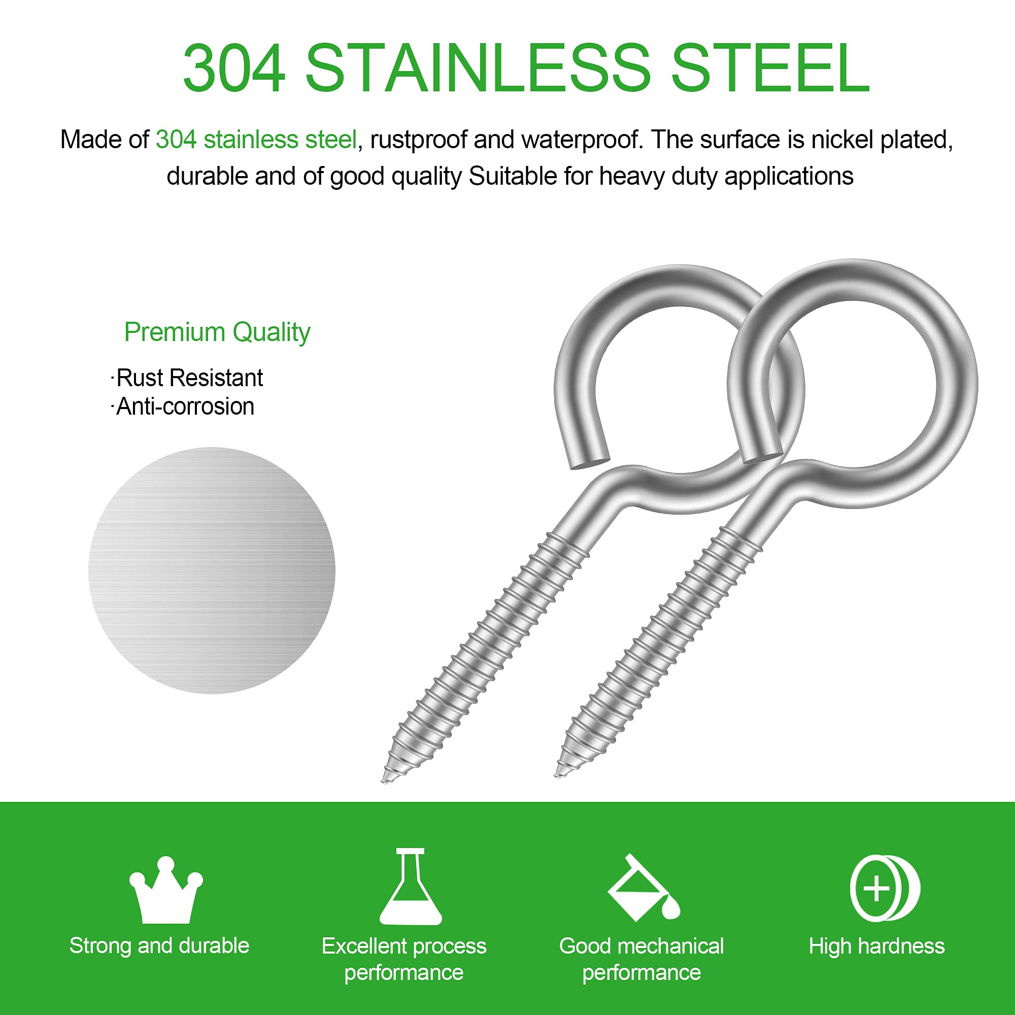 Lot De 5 Supports De Corde 2 Pouces Anneaux De Chute En Acier Inoxydable Décoratif