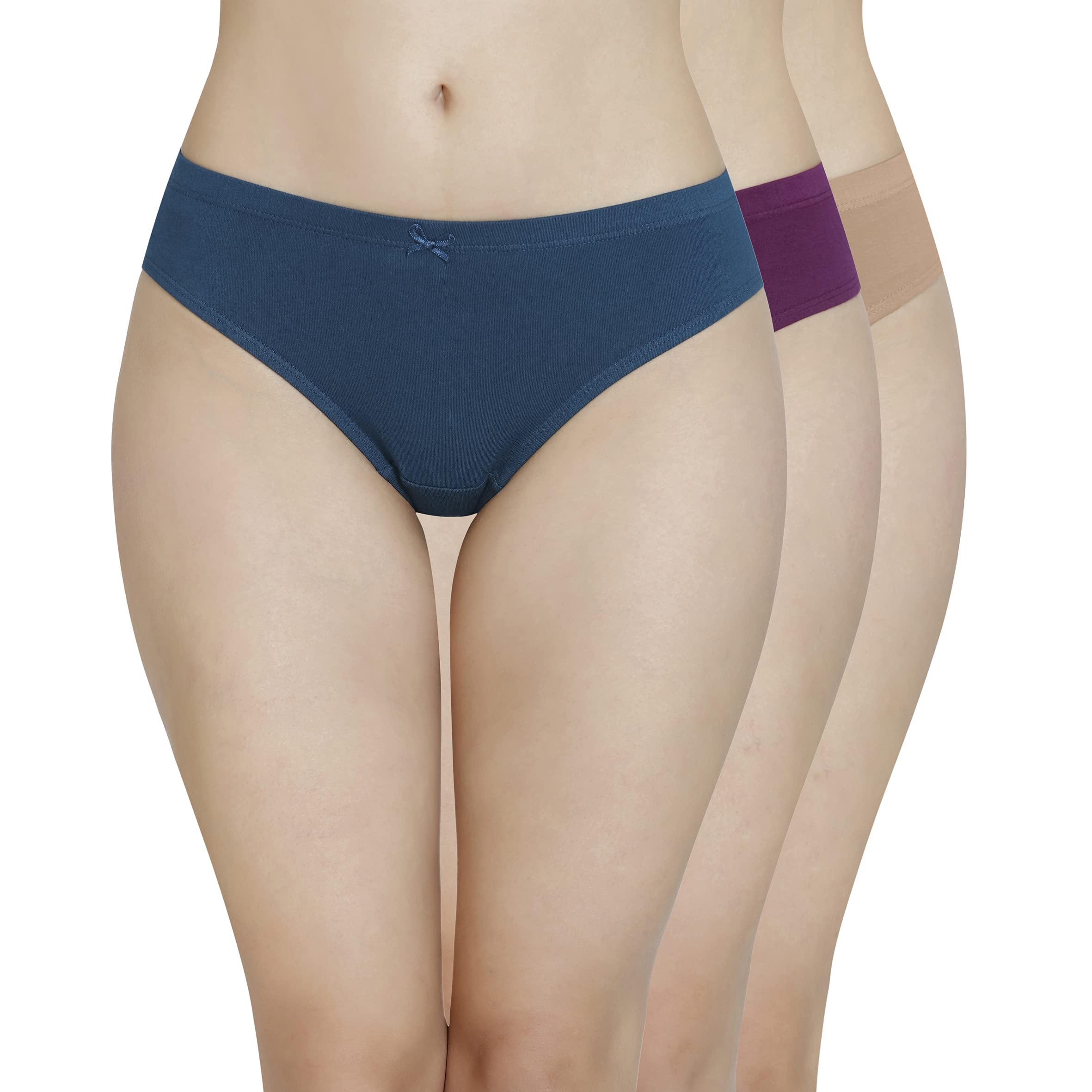 Solid Mid Rise Full Coverage Bikini Panties (Pack of 3)
