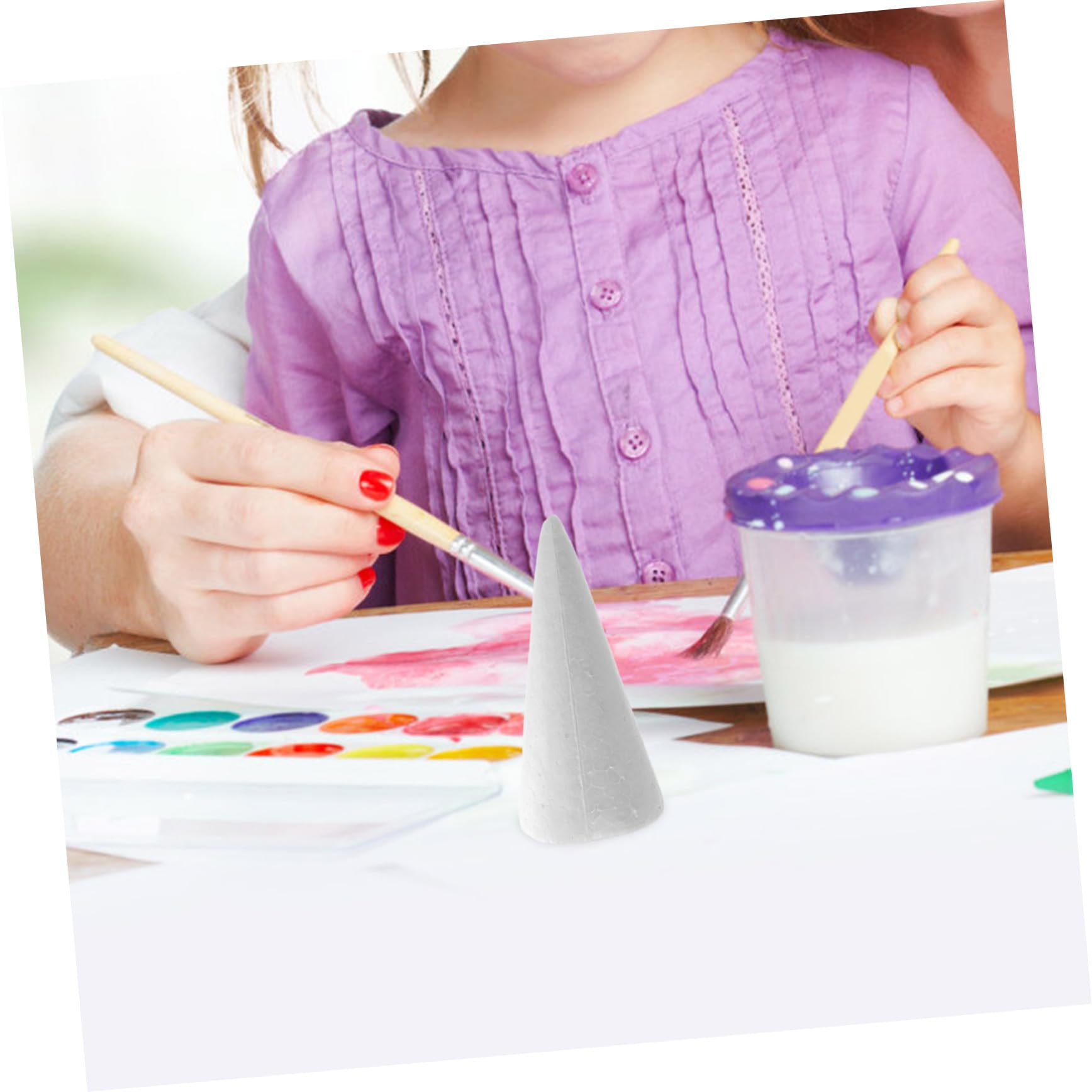 Styroporkegel zum Basteln, 12 Stück Schaumkegel DIY Weihnachtsschmuck Selber Machen Kind Basteln Schüttgut Kegelschaum Bastelbedarf Für Weihnachten Zapfen Schaumstoff-weihnachtshandwerk Kegelform Weiß