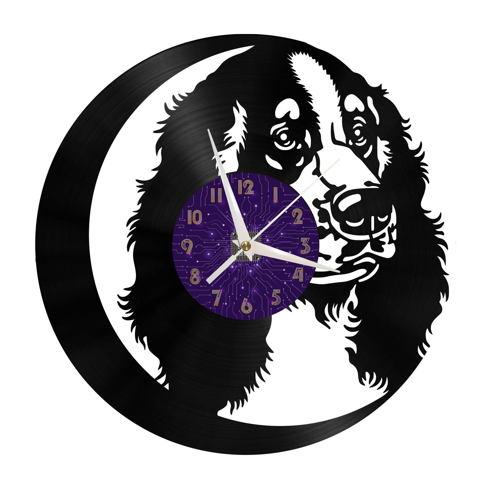 Horloge murale vinyle grand format décoration chien Setter art moderne salon