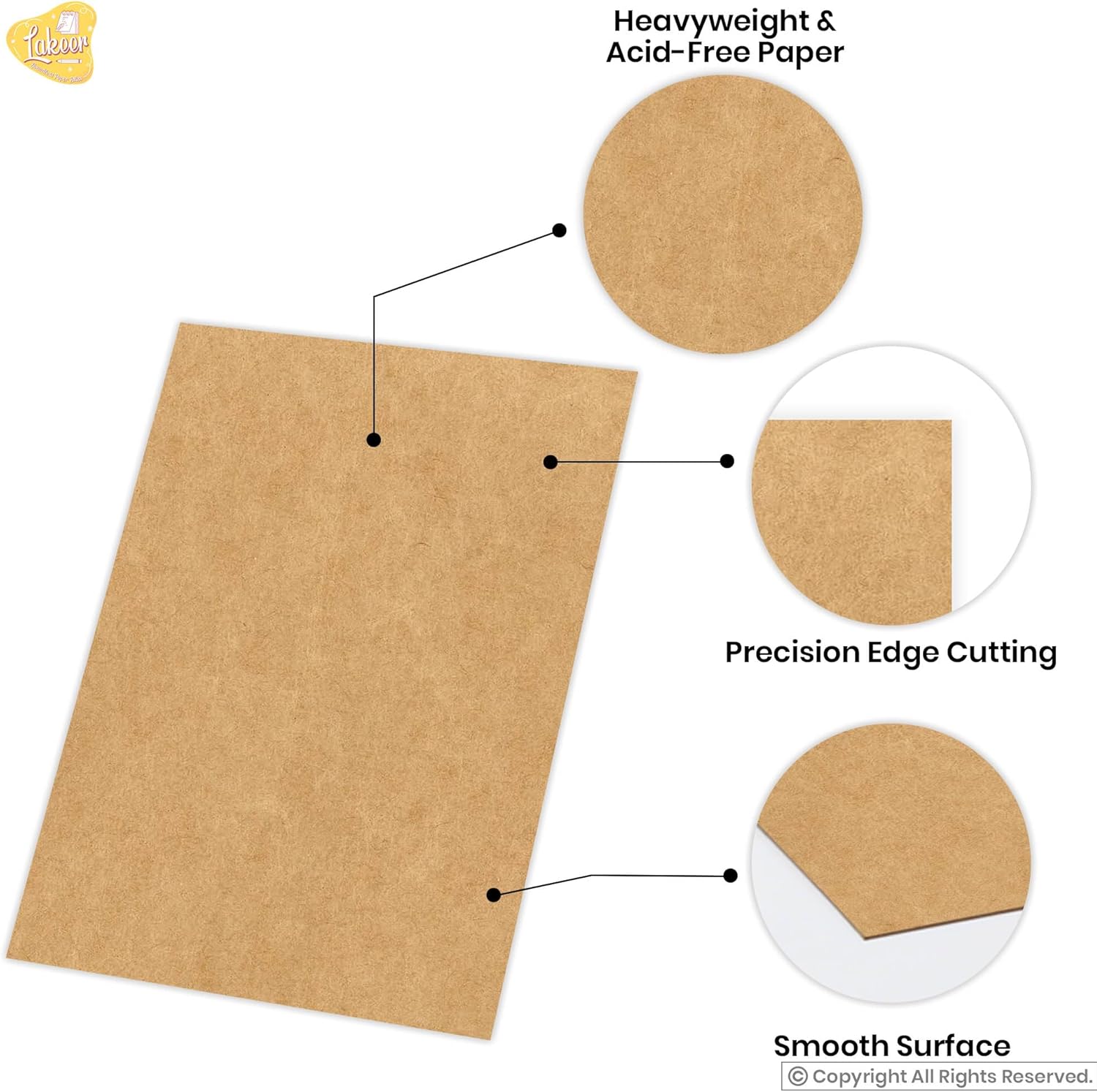 Lakeer 300 GSM A4 Kraft/Craft Paper Craft Liner Sheet for DIY Craft (Brown Color) - Pack of 10