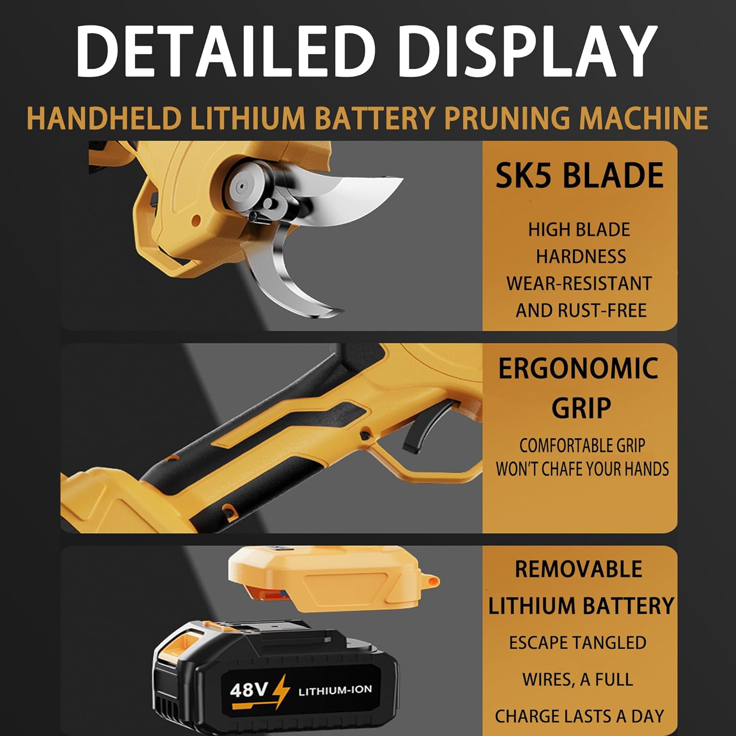 Newly Upgraded Electric Pruning Shears Cordless, 1.4" Cutting Diameter Cordless, Brushless Motor, 2×4.0Ah Rechargeable Batteries & Extra Blade, Electric Shears for Gardening