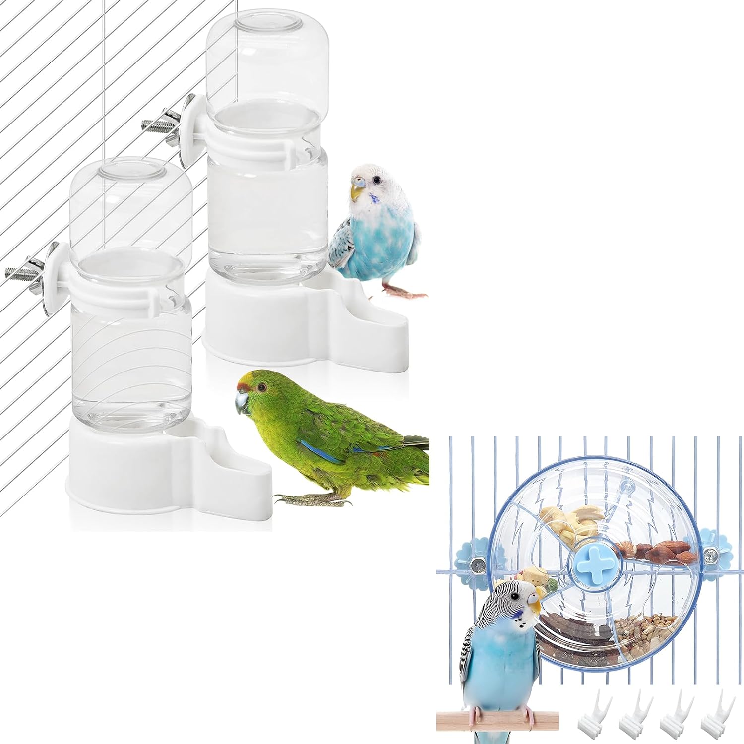 BNOSDM Bird Drinking Device and Creative Feeder Systems for Parakeets, Budgies, Cockatiel