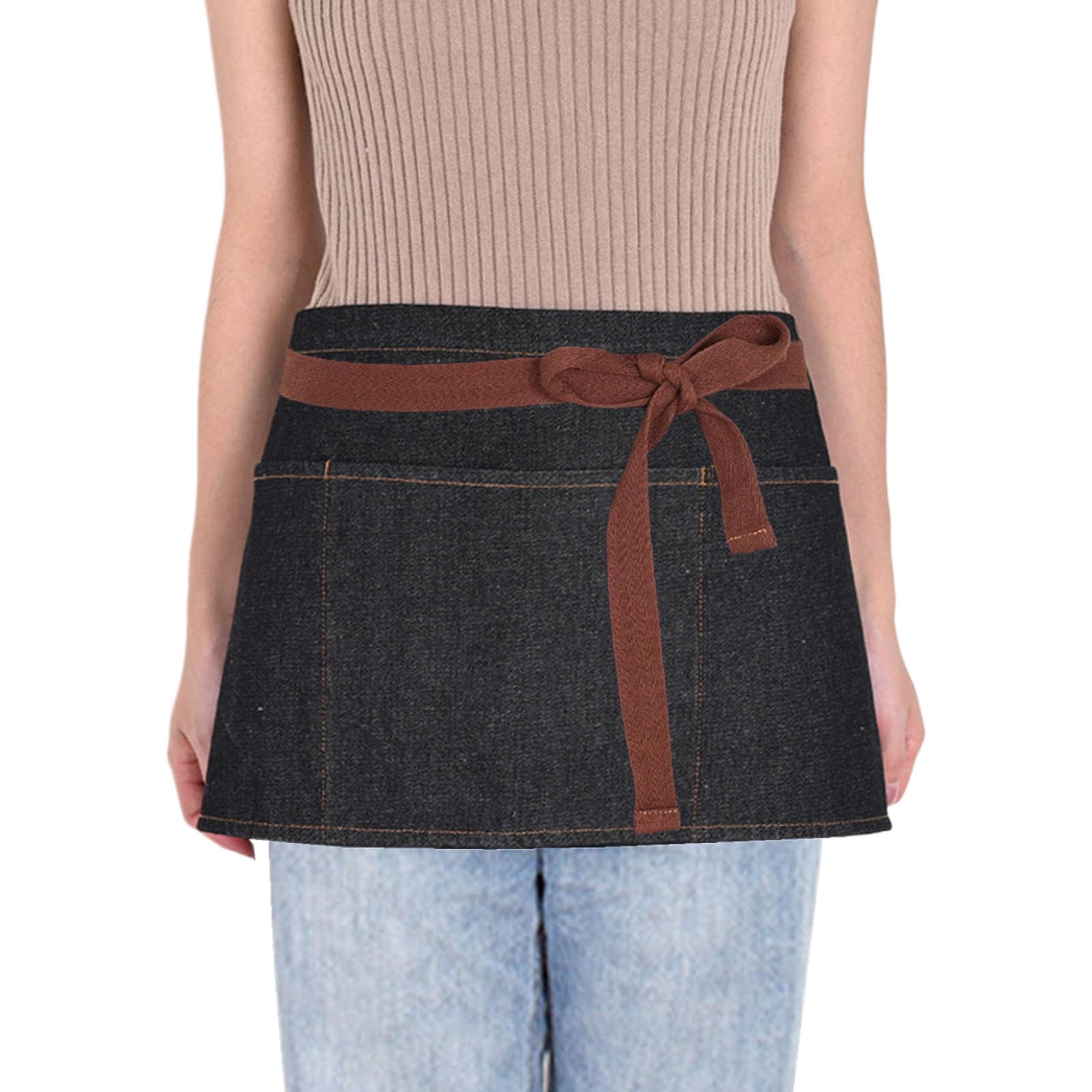Oaygat Waist Apron Black Waiter Waitress Aprons Baking Apron Waist Aprons Cooking Apron for Bistro Restaurant Hotel Cafe Chef Waiter Cleaning Painting Gardening