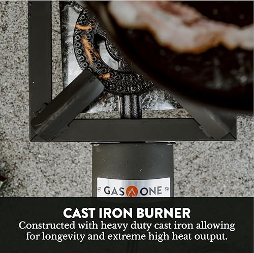 Miniatura 4 de GasOne Quemador de propano único de alta presión – Cocina al aire libre con escudo térmico y protector – Cabezal de quemador de propano para Negro