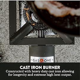 GasOne High Pressure Single Propane Burner - Outdoor Cooking with Heat Shield and Guard - Propane Burner Head for Camping, Tailgating, Seafood Boil, Home Brewing - Patent Pending