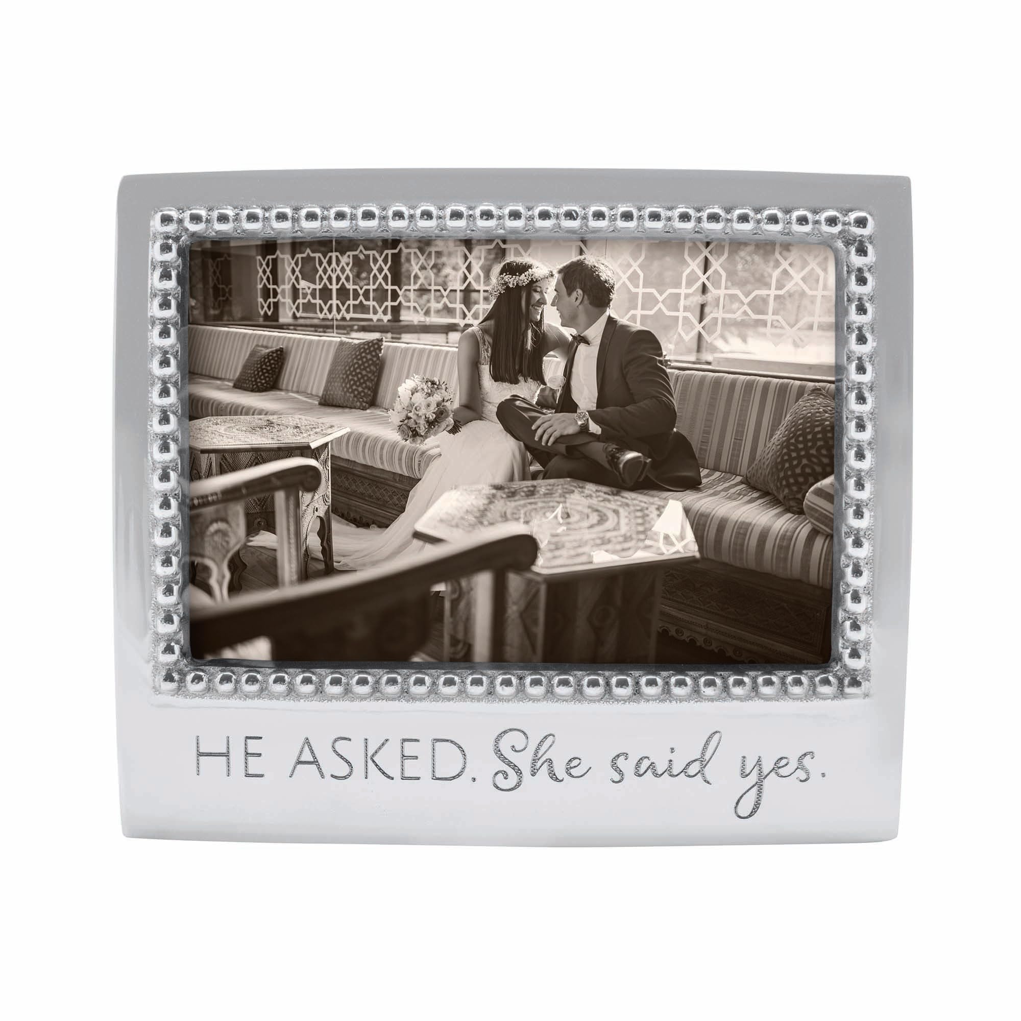 MARIPOSA He Asked. She Said Yes Frame, Silver, 4" x 6"