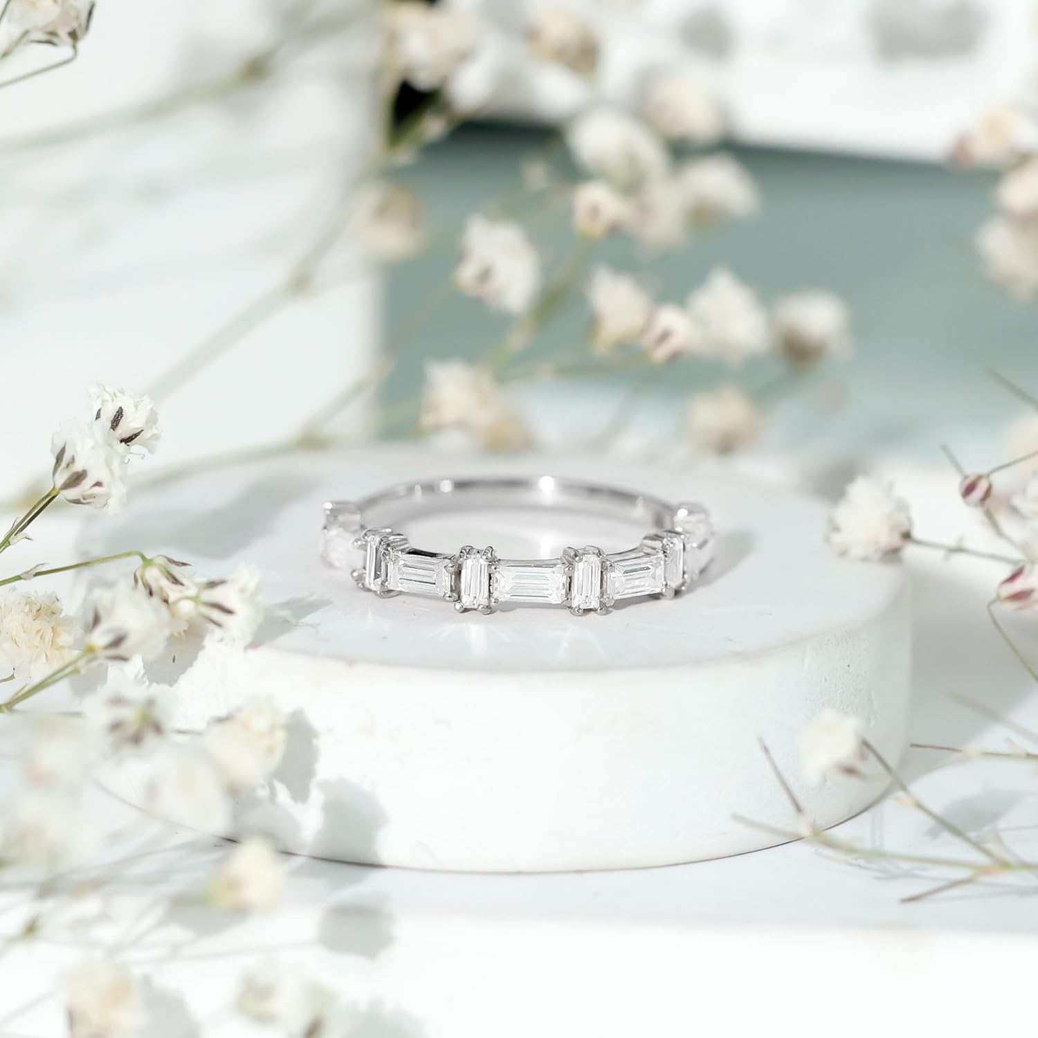 Certified Moissanite Half Eternity Band, D-Vs1 Quality, Moissanite Wedding Anniversary Ring for Women (Ready To Gift)