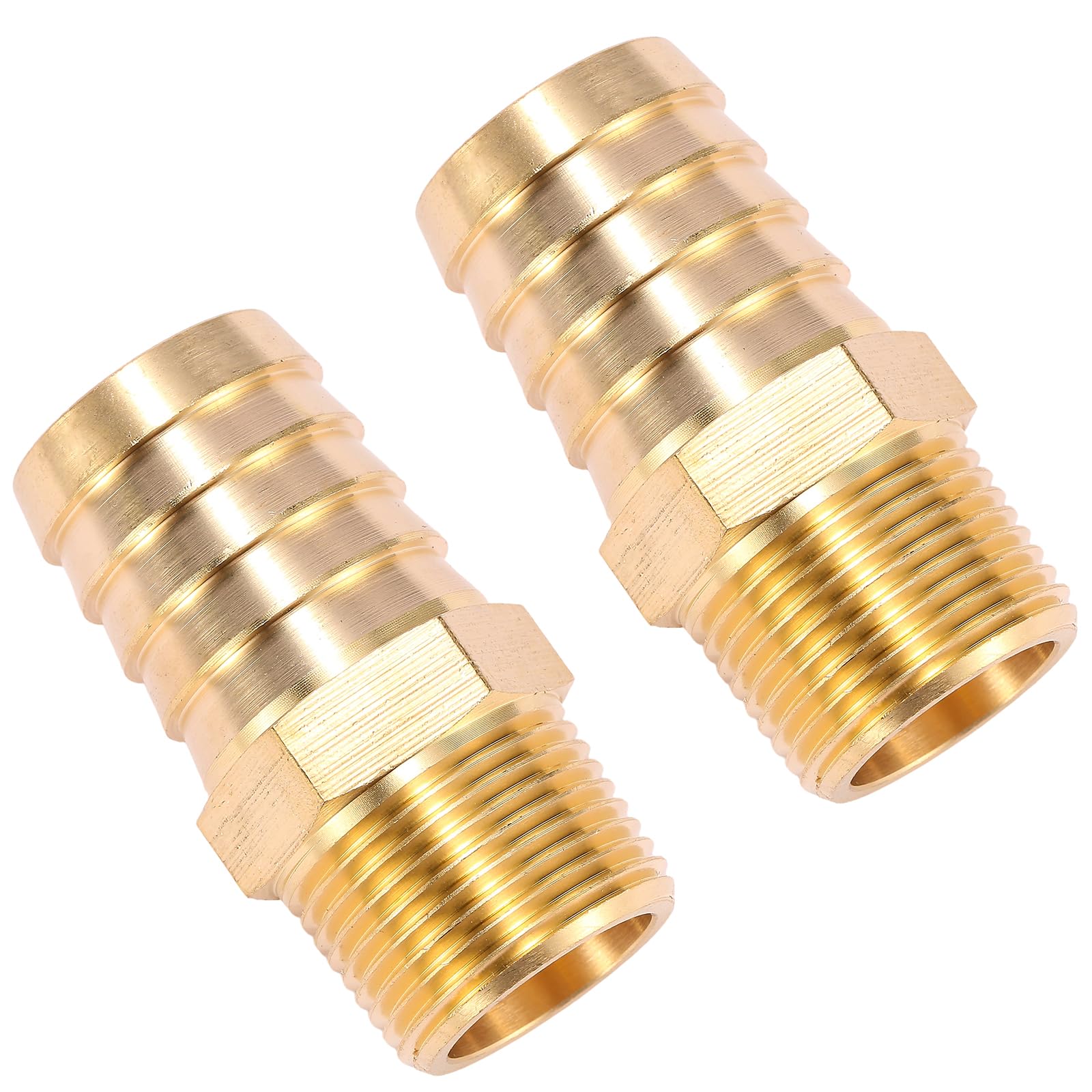 Sanpaint 2 Pack Brass Hose Fitting, Adapter, 1" Barb x 3/4" NPT Male Pipe