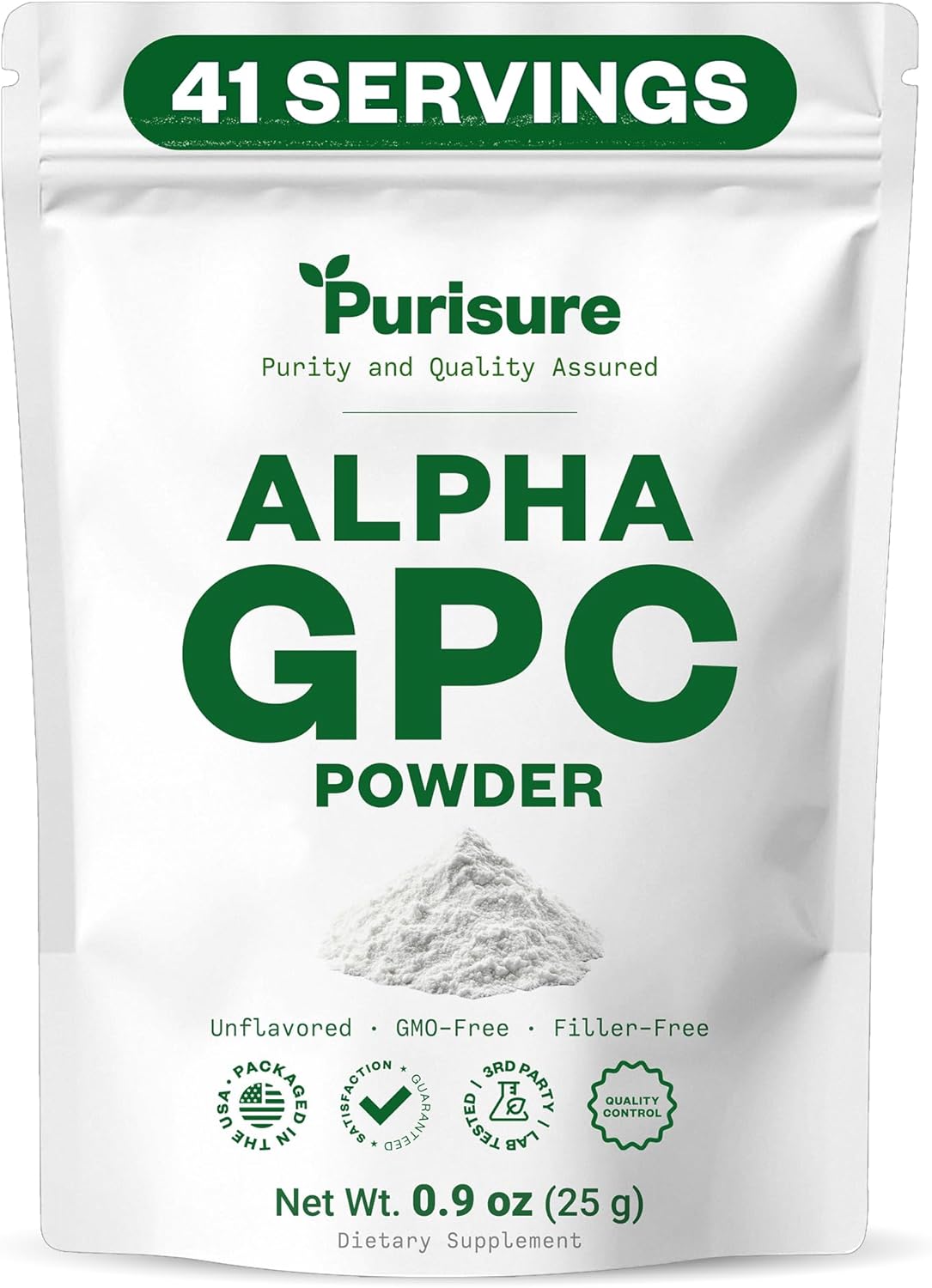Purisure Alpha GPC Powder, Choline Supplement and Nootropics, Cognitive and Mood Support, Helps Stimulate Brain Focus, Memory Performance and Concentration, 100g, 167 Servings