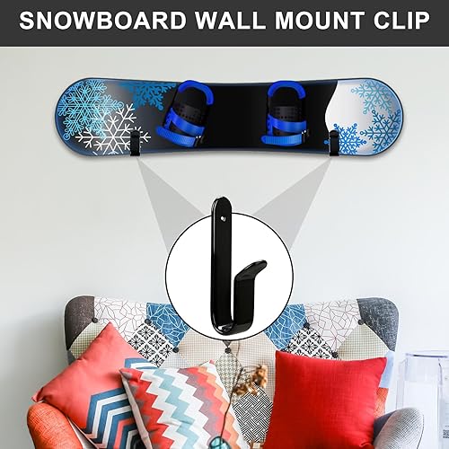 Miniatura 4 de Snowboard Wall Mount Clips, Horizontal Skateboard Wall MountSnowboard Display Stand for Room, Garage