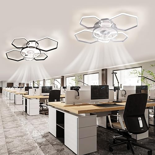 Miniatura 4 de OLUZO Lámpara de techo moderna de 40 pulgadas con ventilador, ventiladores de techo de perfil bajo con luces y control remoto y aplicación,