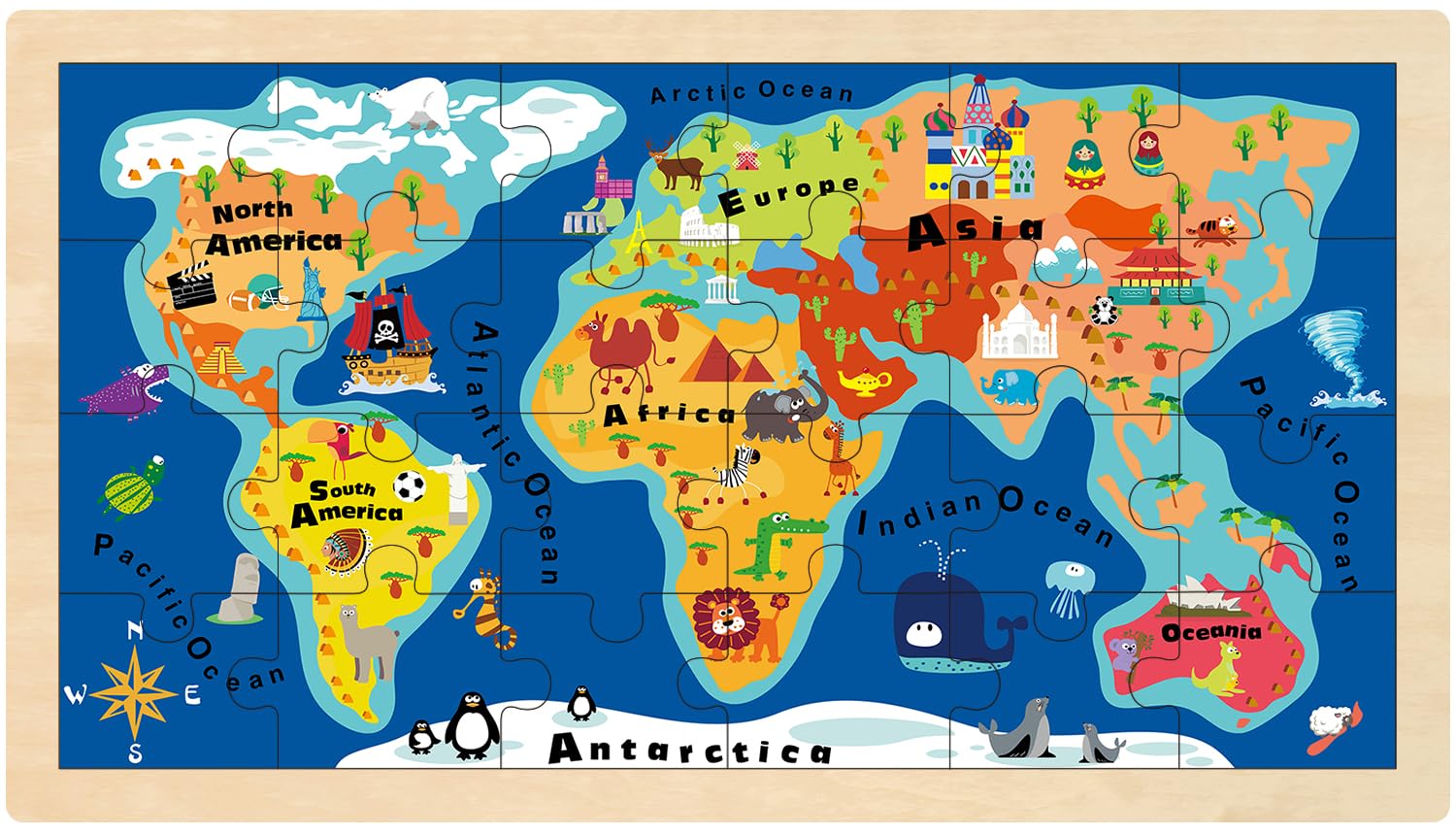 Amazon.com: MoinKidz World Map Jigsaw Puzzle for Kids Ages 4-6, 24