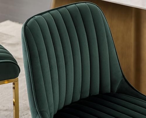 Miniatura 6 de EALSON Juego de 2 sillas de comedor tapizadas de terciopelo, modernas sillas de comedor con base de metal dorado, cómodas sillas de cocina