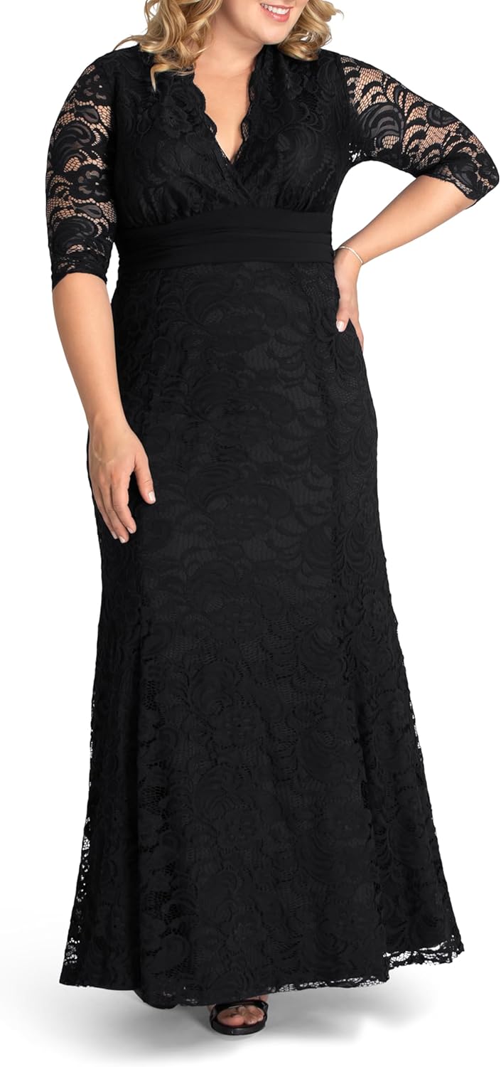 Kiyonna Women's Plus Size Screen Siren Lace Evening Gown