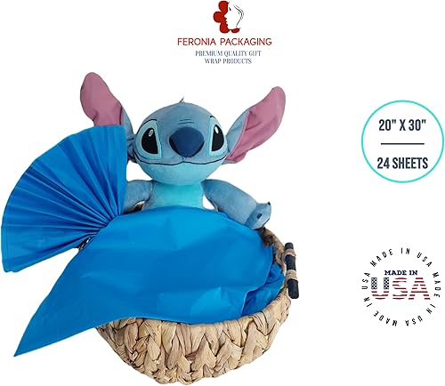 Miniatura 3 de Cuadrados de papel de seda azul brillante, 24 hojas a granel, papel de regalo premium y suministros de arte para cumpleaños, vacaciones o regalos