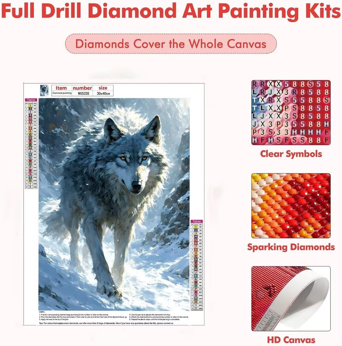 DIY Malarstwo diamentowe 5D, sztuka diamentowa, śnieżny wilk, zestawy dla dorosłych, sztuka ze strasu, haft, artykuły rzemieślnicze, dla dzieci i dorosłych, idealna dekoracja ścienna do domu,