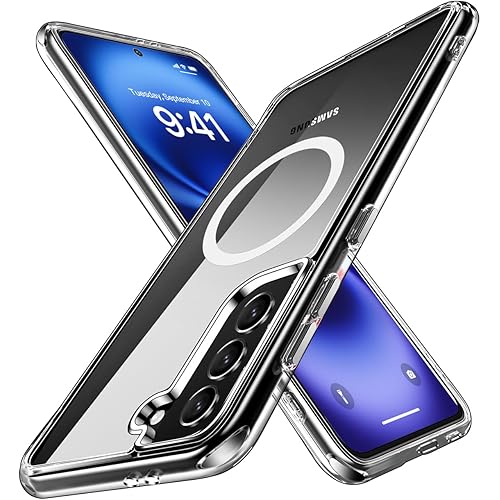 for Samsung Galaxy S21+ Plus Clear Case with Magnetic, Anti-Yellowing TPU & PC Back Cover Camera Protection, Wireless Charging Compatible