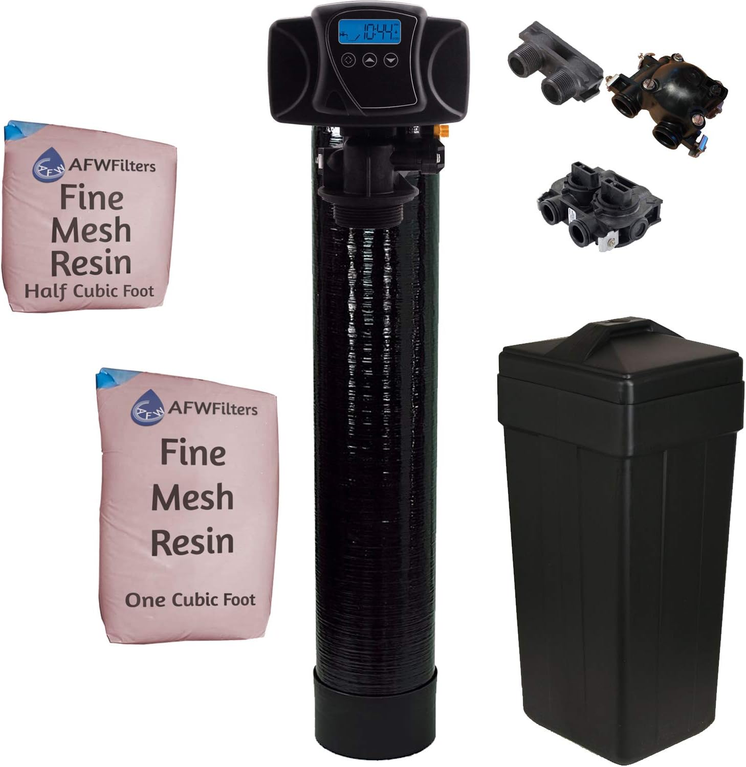 AFWFilters Fleck IRON Pro 2 AFW Filters Combination Water Softener Iron Filter 5600SXT Digital Metered Valve for Whole House (48,000 Grains, Black)