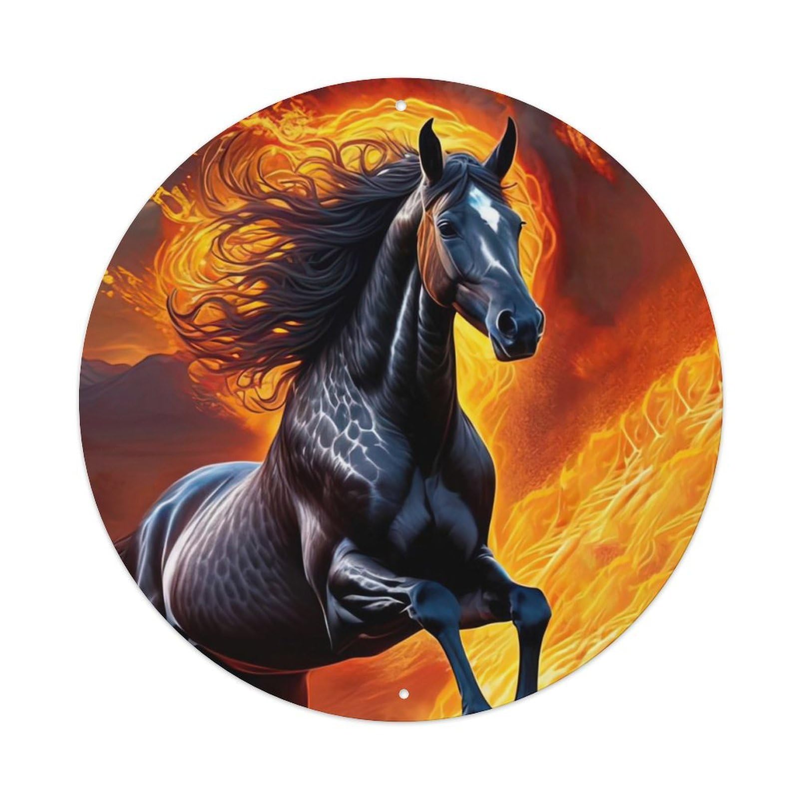 Animal The Black Horse of Fire Metal Tin Sign