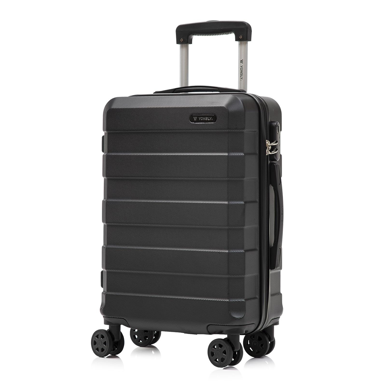 yonsly Koffer Suitcase, Trolley Reisekoffer, Rollkoffer Handgepäck mit 4 Rollen 360°, ABS Hartschalen, Sicherheitsschloss, Weicher Gummigriff, 210D-Futter