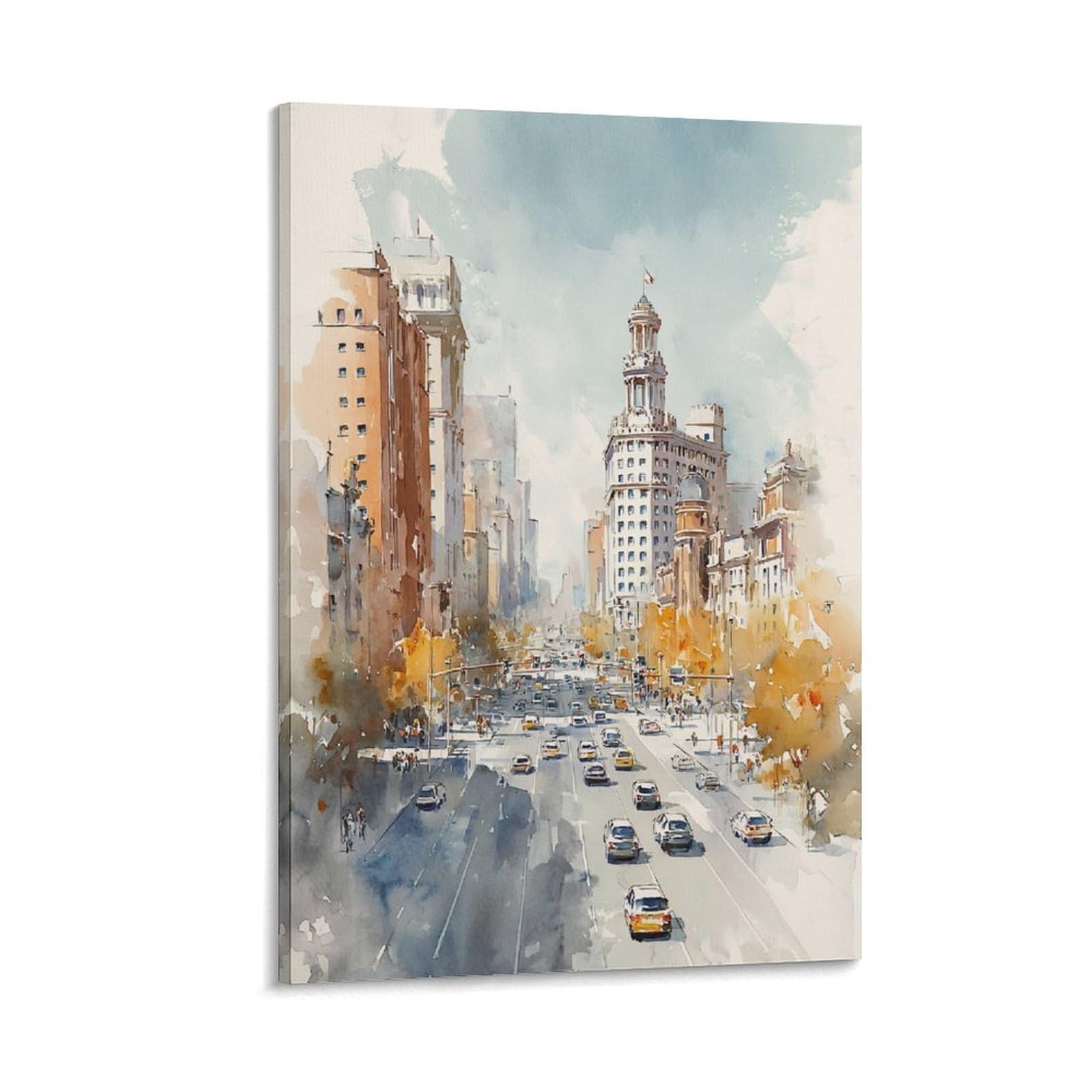 LCYNNH Seattle Watercolor Custom 20x30inch(50x75cm) Vintage Travel Poster Watercolor Canvas Art
