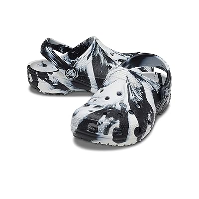 Crocs Kids Classic Marbled Tie Dye Clogs (Toddler) Kids Shoes Black/White