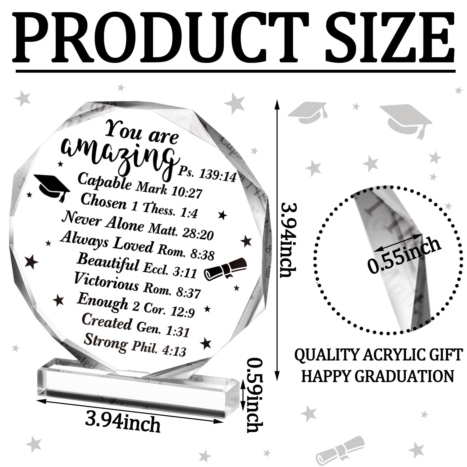 Jetec 2026 Graduation Christian Inspirational Acrylic Gifts for Women Her Him College High School Grad Gifts Acrylic Desk Plaque Graduate Room Decor Friends Desk Decor(Bible)